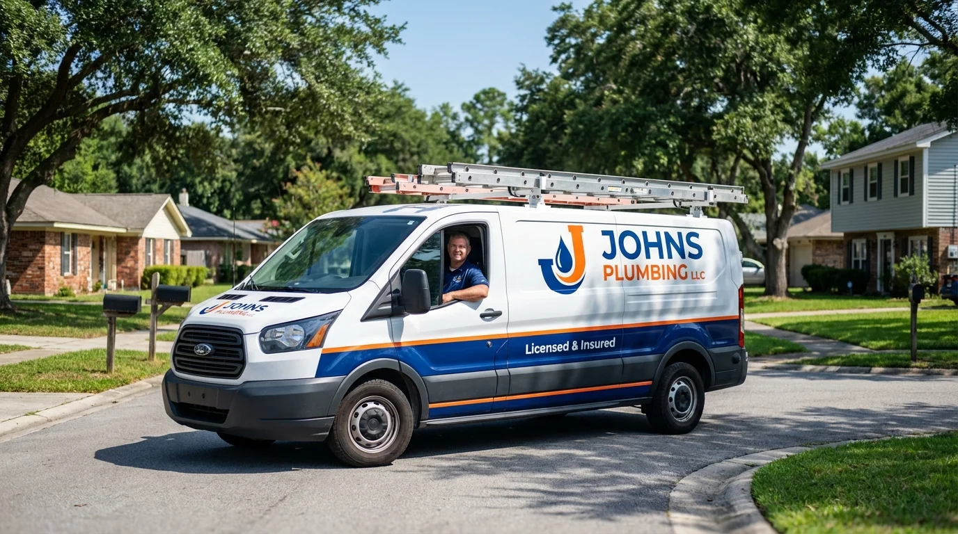 Johns Plumbing LLC service van in Nashville, IN